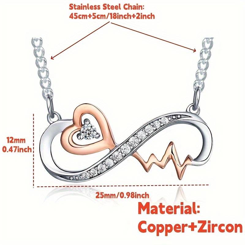 Stainless Steel Infinity Necklace For Mom – Family Jewelry With Cubic Zirconia – Mother's Day Gift