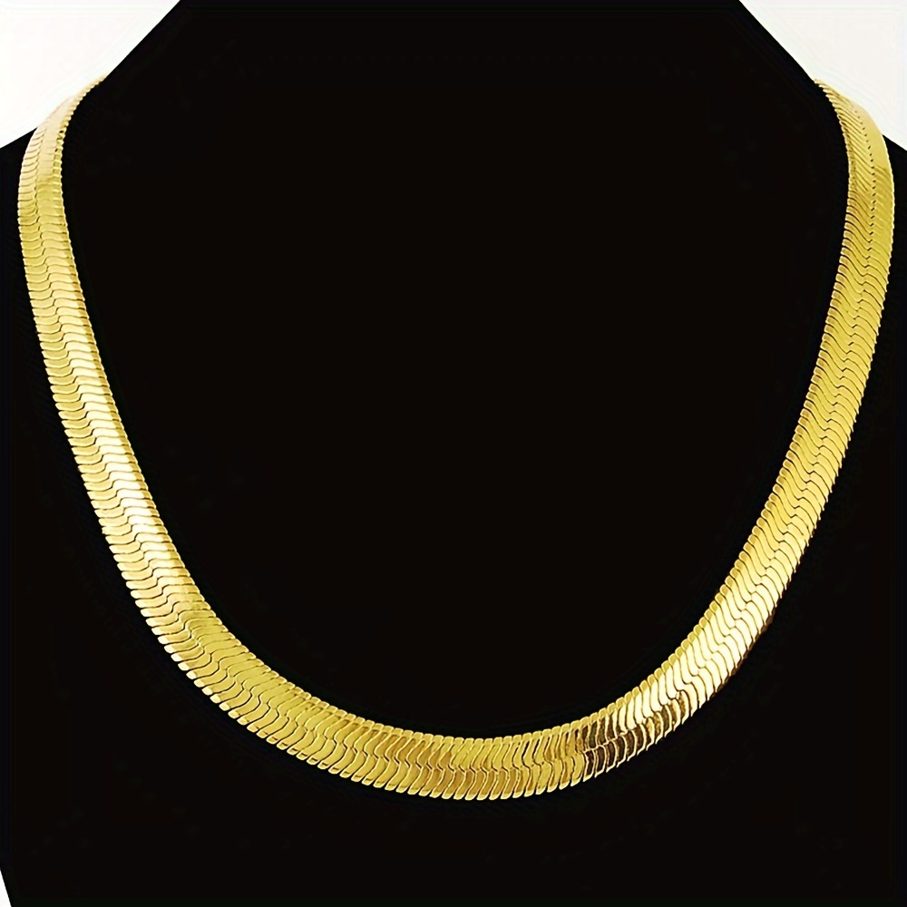 

10mm Wide Men Necklace Chain Golden Plated Solid Classic Fashion Male Clavicle 50cm/60cm