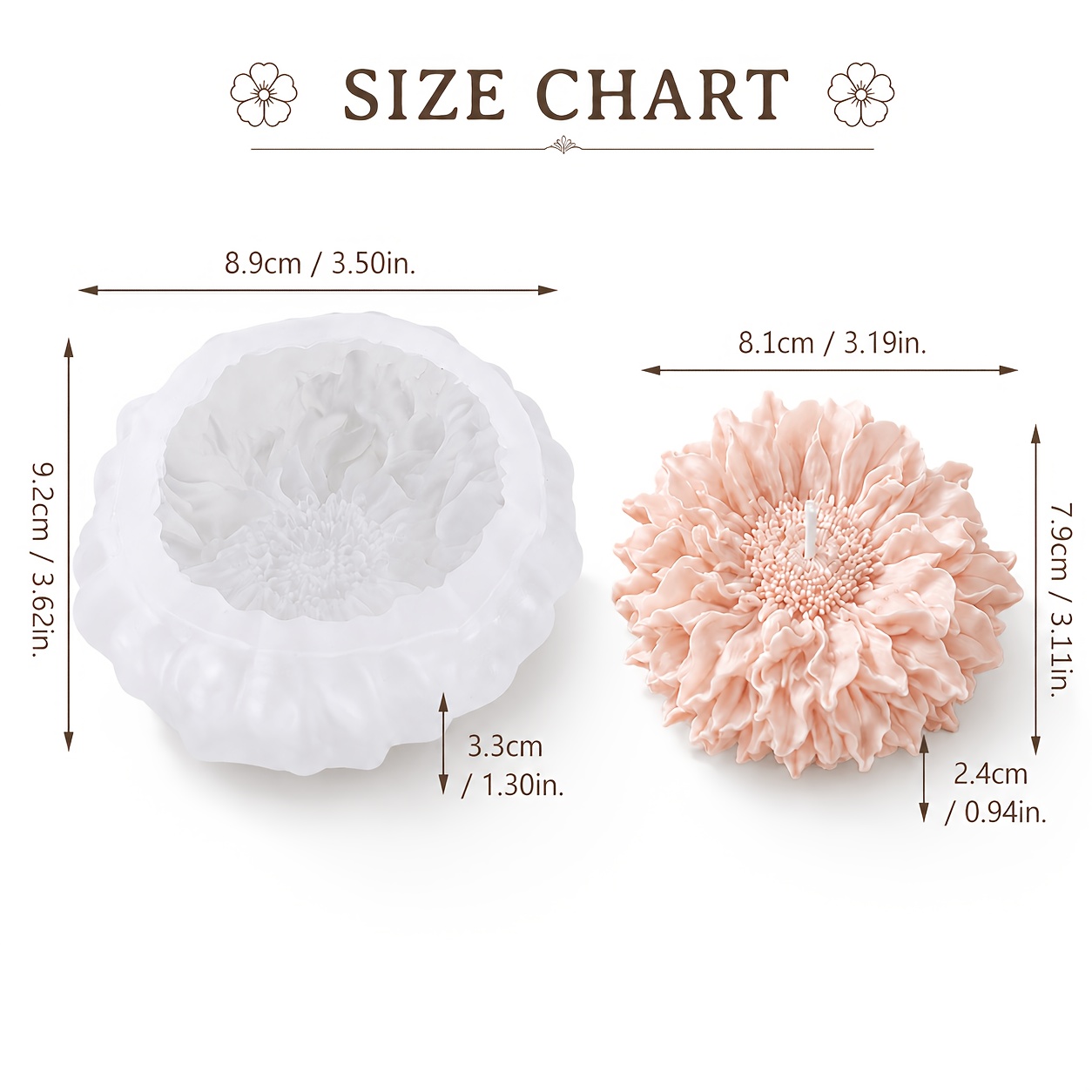 TEMU Stampo per candele, bellissimo stampo in silicone a forma di peonia, per candele profumate, a , ornamenti in gesso, texture e design a , facile