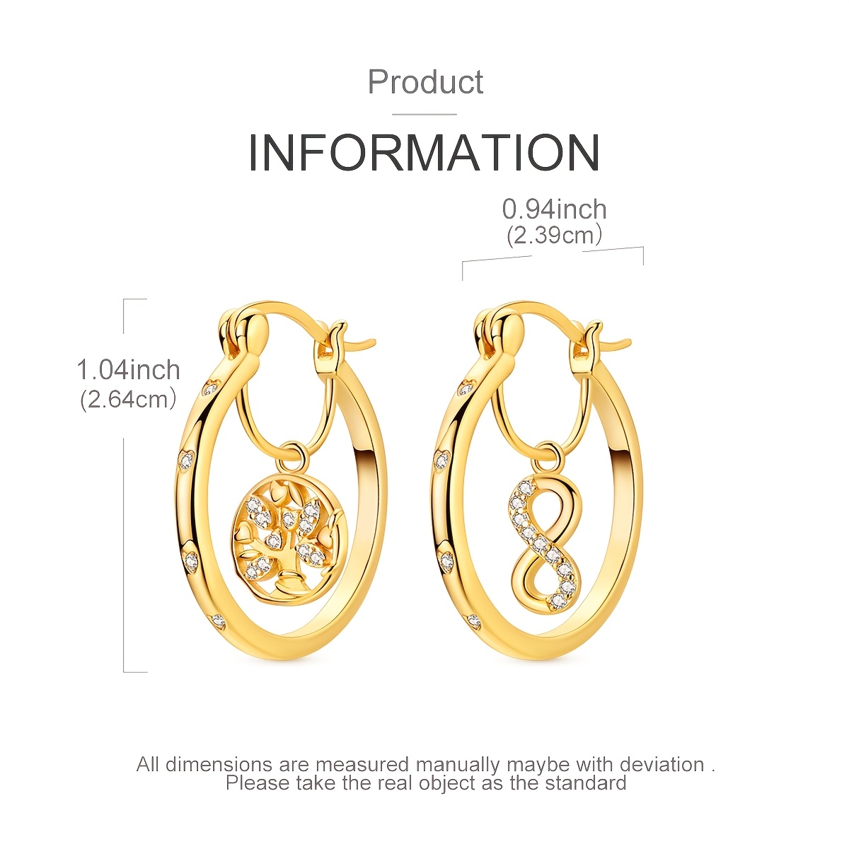 Silver Color Tree of Life Infinity Hoop Earrings