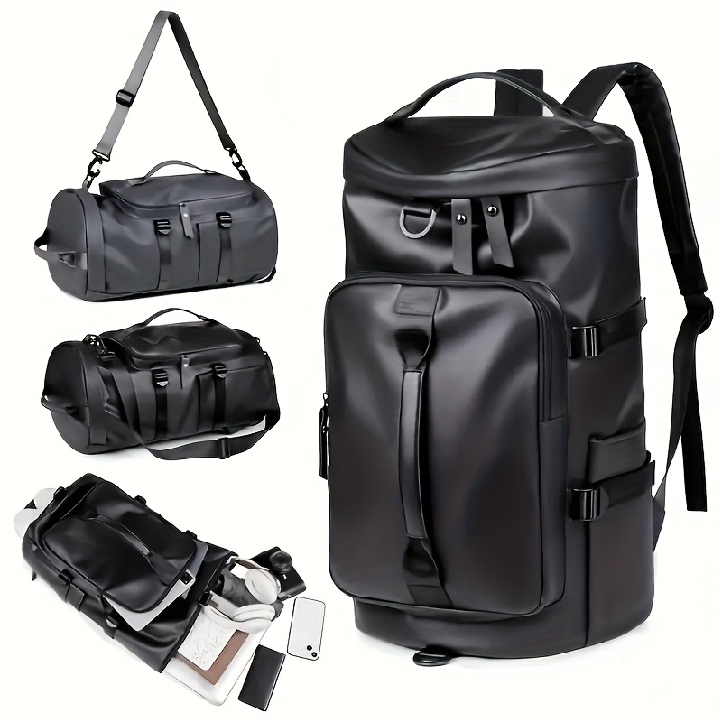 Casual Backpack Travel Tote Bag, PU Large Capacity Fashionable and Durable Anti-Theft Backpack, Gym Bag, Suitable for Daily Outings, Vacations, Fitness, Travel, Outdoor Sports Handbag, Available in Black and Gray, with Adjustable Shoulder Straps