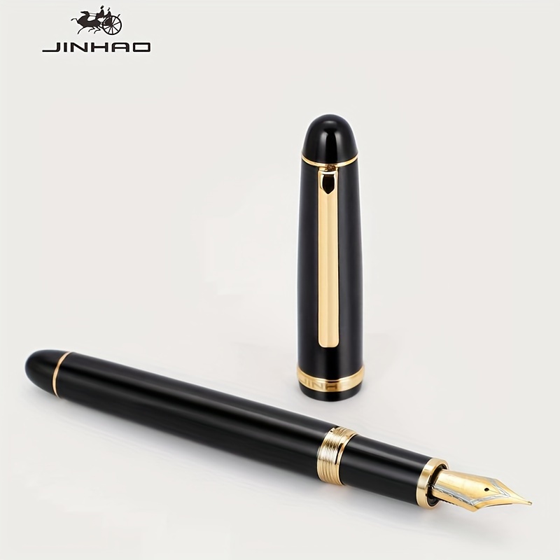 1pc 350 Executive Office Business Professional Black Golden Clip Writing Fountain Pen With Converter (f/m Nib)