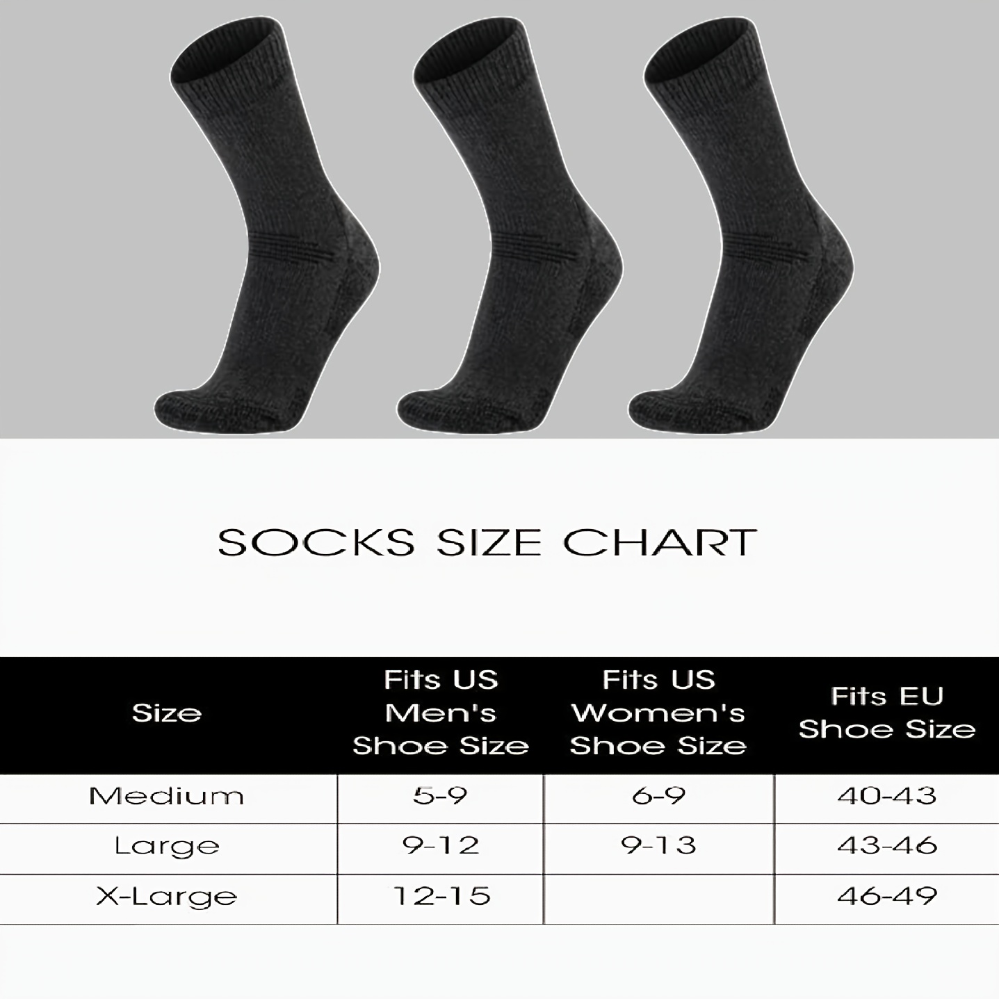 3 Pairs Men's Wool Hiking Cushioned Socks