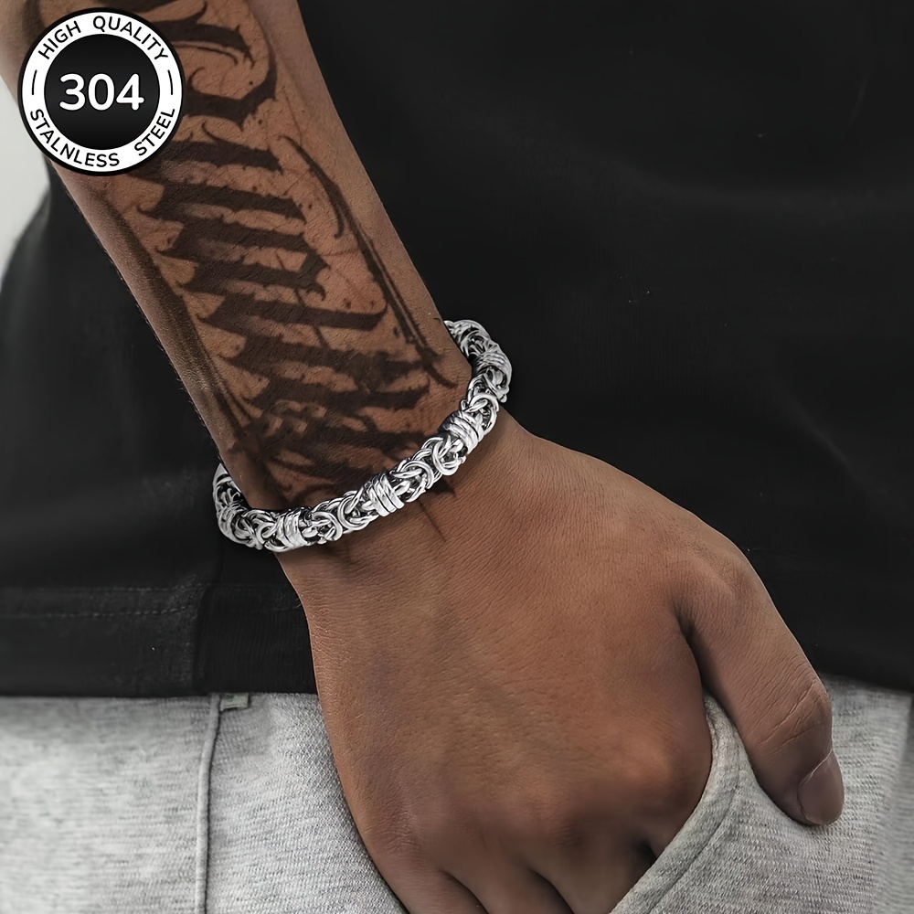 E-shop 9mm Dicke 304 Edelstahl Herren Armband - Handgefertigt - Poliertes Unisex , Korrosionsbeständiger Prozess, Geeignet für Freizeit- und formelle