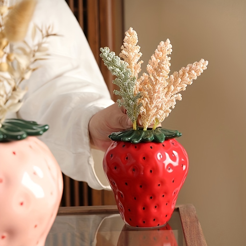 

Strawberry Vase Flower Arrangement Ceramic Ornament Hydroponic Living Room Desktop Flower Arrangement Flower Pot Entryway Home Fresh Decorations Grass Flower Arrangement