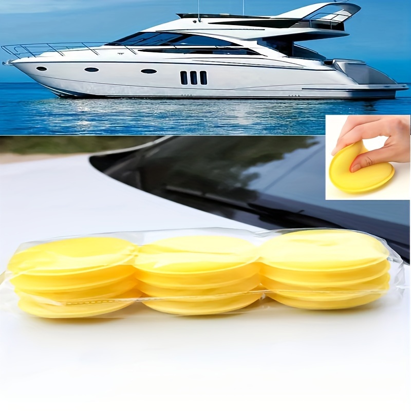 

12pcs Éponges Rondes pour et Polissage – Jaune, Non-Électrique, Outil de Nettoyage Manuel pour Bateaux, Voitures et Meubles