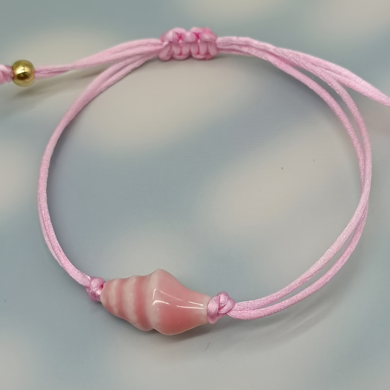 Colorful Ceramic Starfish Charm Bracelet with Orange and Pink Beads