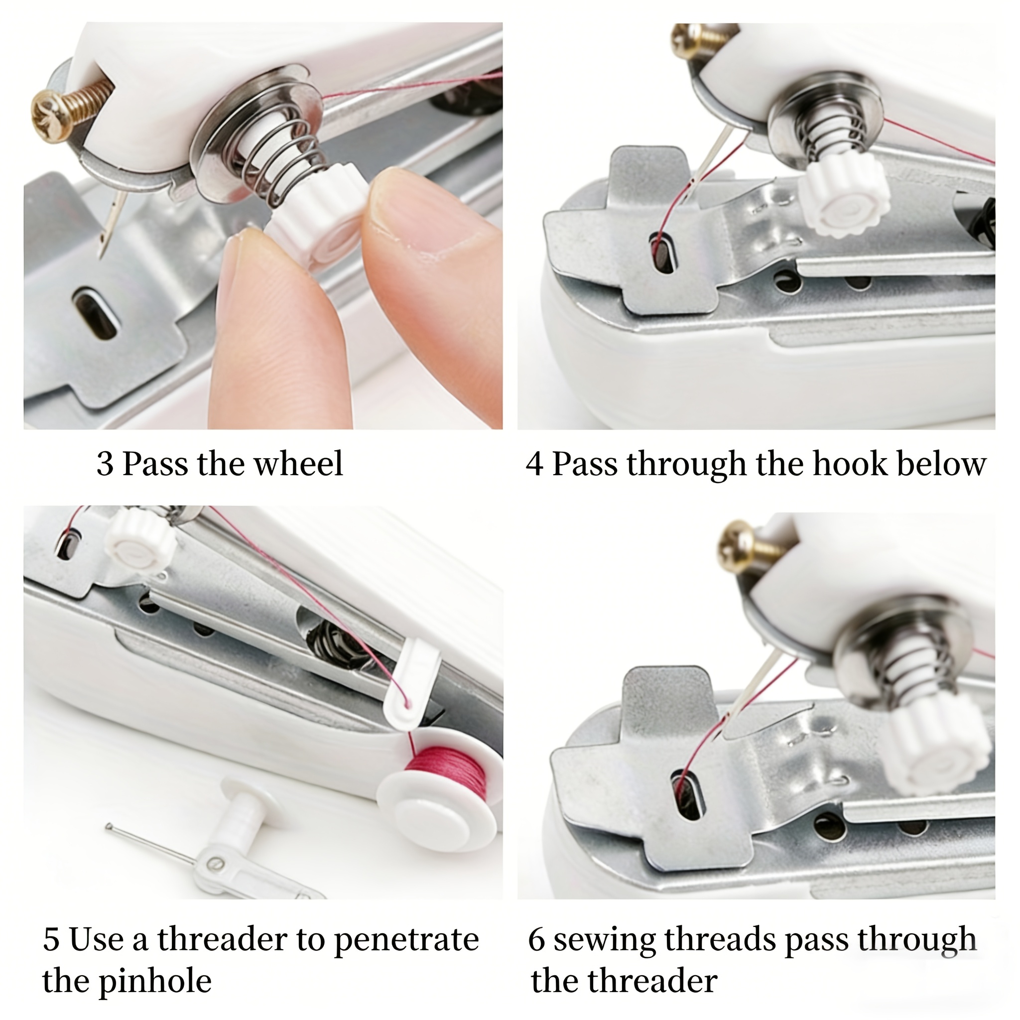 1 set of 15pcs portable handheld mini sewing machine manual small sewing tool   12 color thread spools 1pc threading tool 1pc spool extension rod for   dorm business trips outdoor emergency clothing repair no power details 5