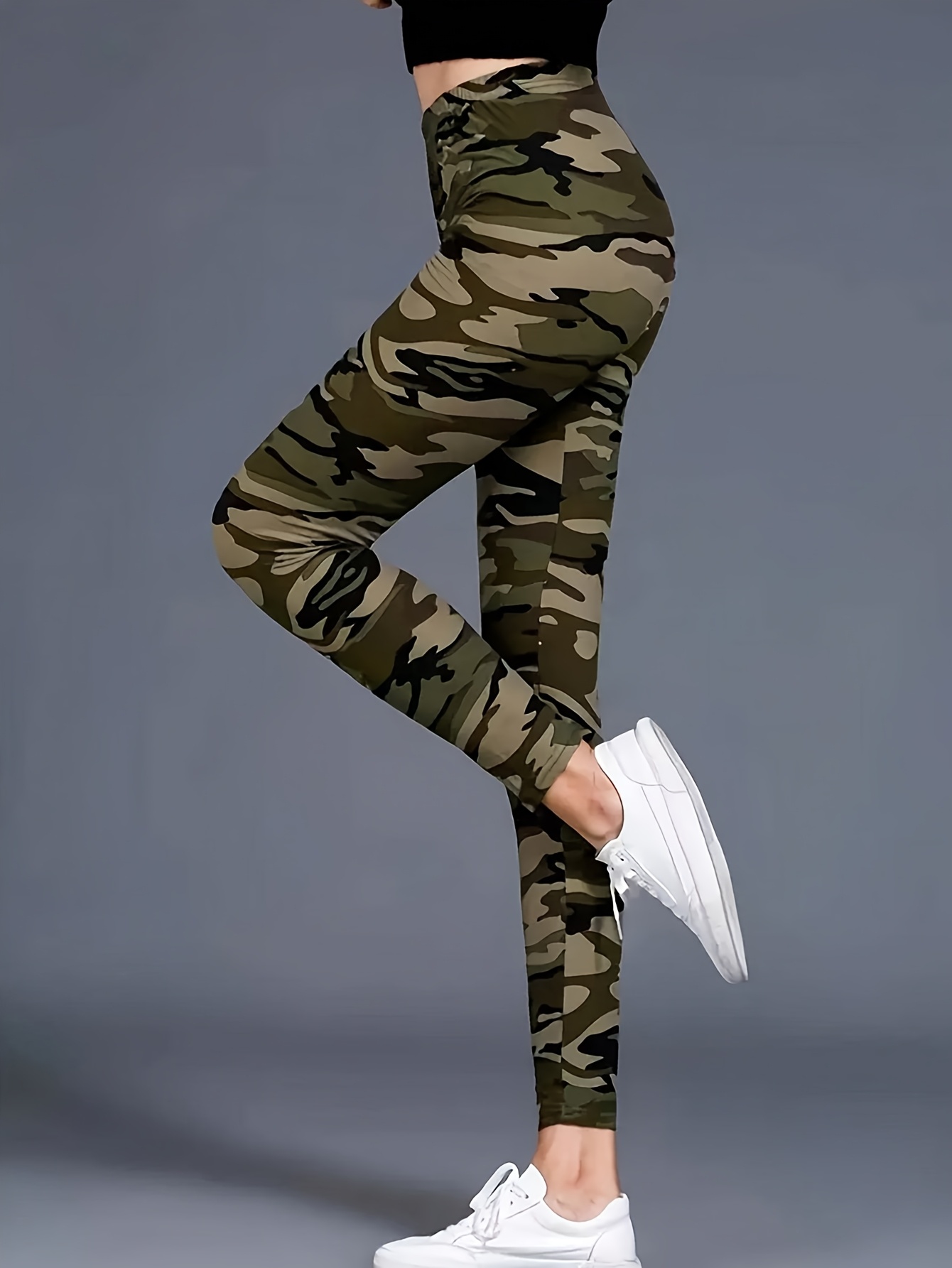 leggings camuflaje mujer pantalones verdes oliva elásticos Temu