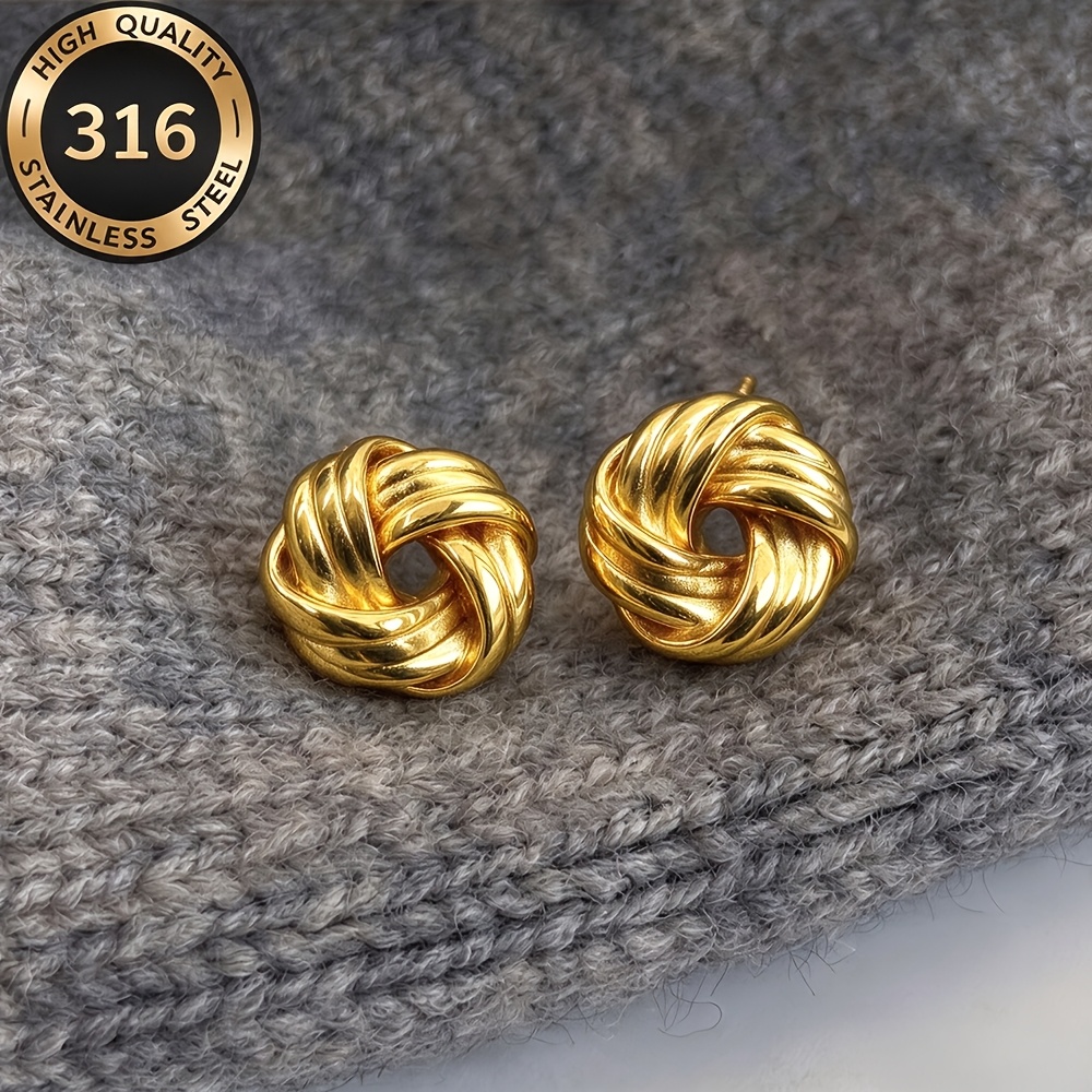 TEMU Pendientes de acero inoxidable 316 dorados de calidad, KC, hipoalergénicos, resistentes al deslustre, cómodos y versátiles, y elegantes,