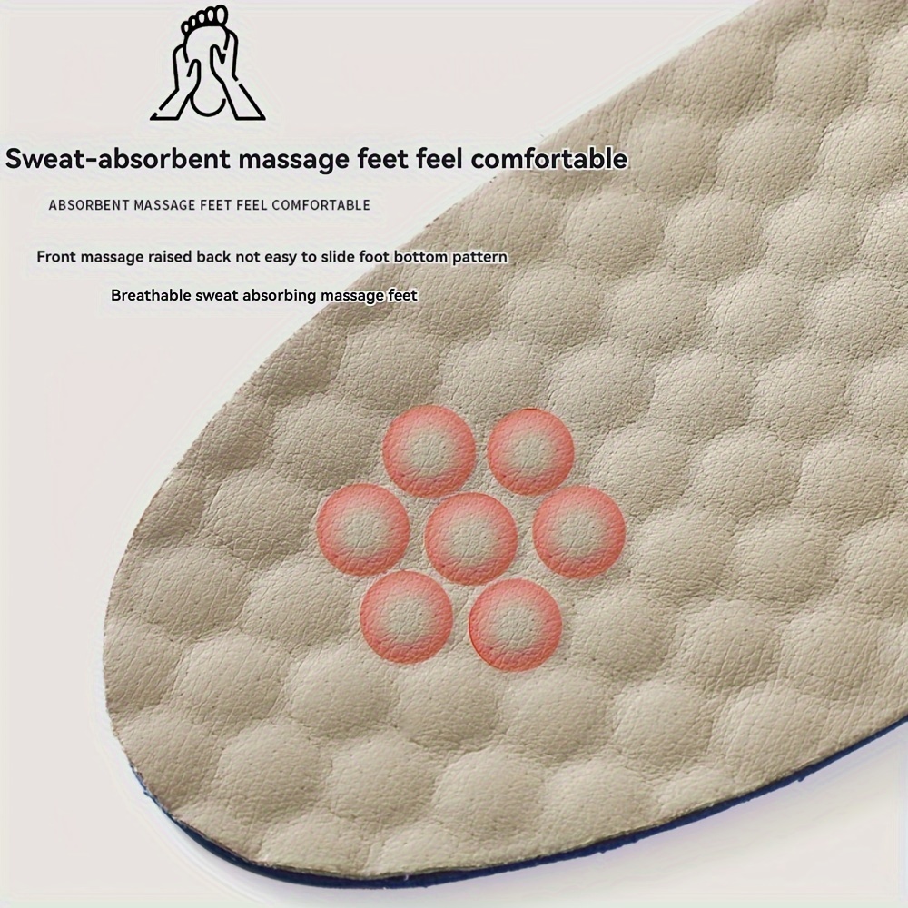 Cowhide Leather Shoe Insoles for Men, Breathable Shock Absorption Comfort Inserts, Two-layer Dual Size Trim-to-Fit Insoles, PU Leather, 1 Pair