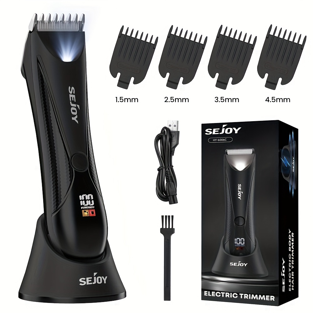 

Sejoy Electric Body Hair Trimmer, Usb Rechargeable With Dock, Cordless, Replaceable Ceramic Blade, Led Light, Gifts For Men