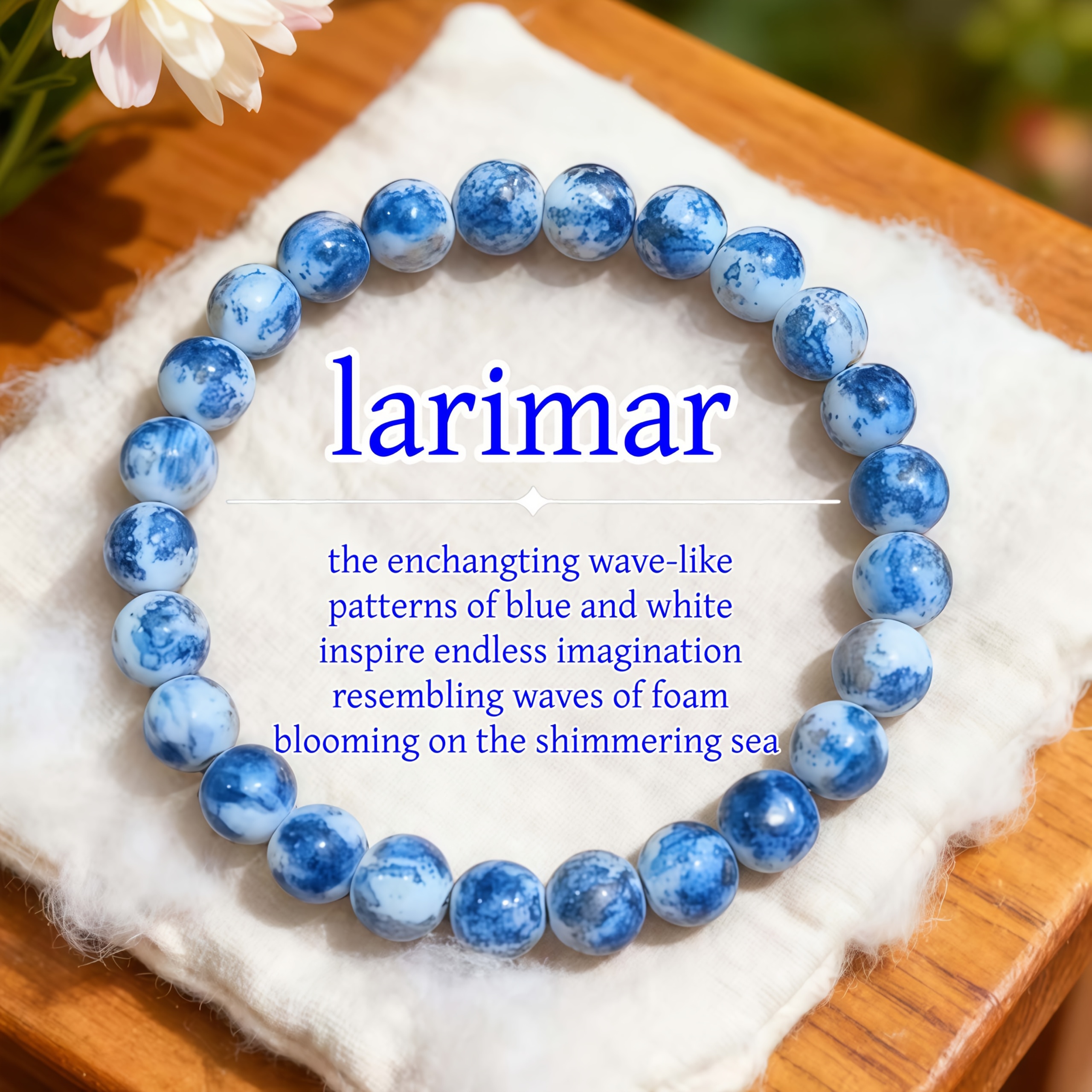 TEMU Men's And Women's - Lapis Bead Bracelet - October Birthstone, Dark Blue Marble Pattern Chain, Non-magnetic Durable, /father's Day (all Year Wear)