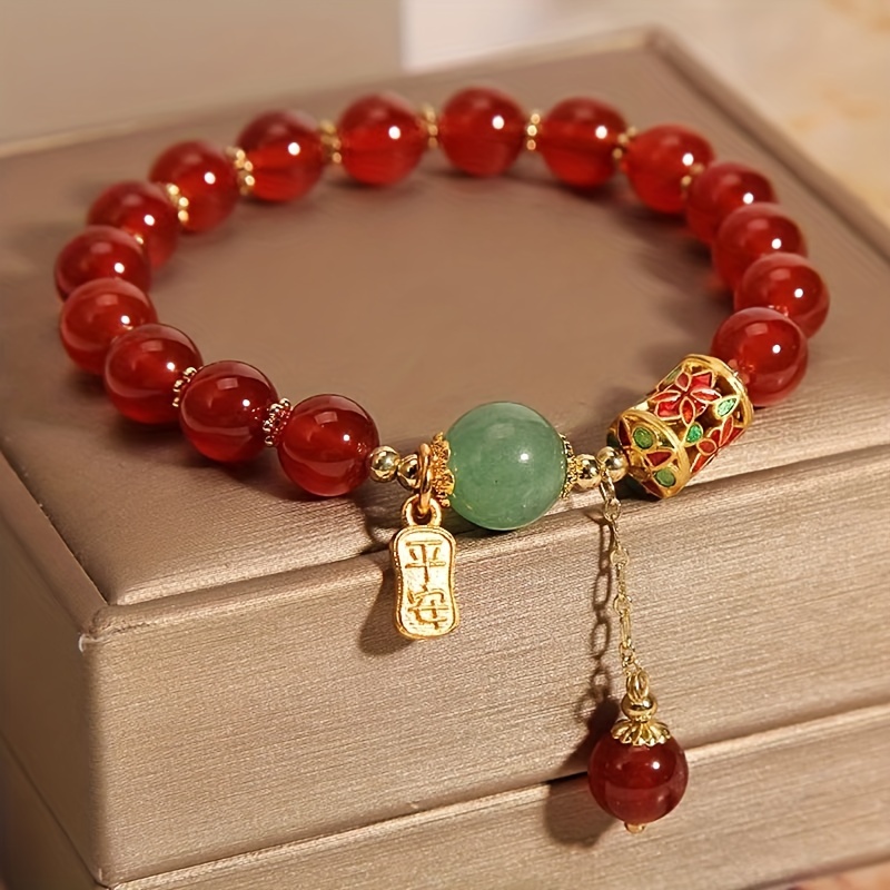 

Vintage Chinese Style Red Agate Bracelet Bracelet Gift For Girlfriend Friend