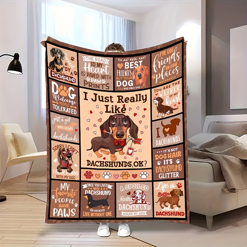 Dog Blanket Sausage Dog Gifts Cozy Dachshund Love Flannel Blanket