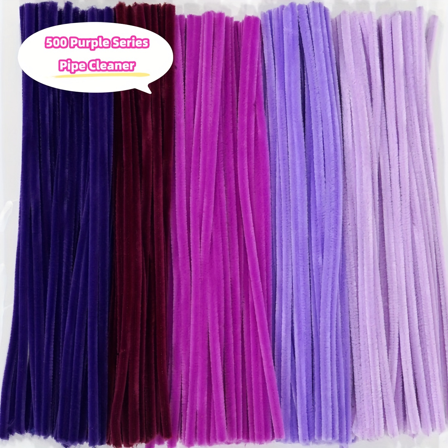 

500pcs Pipe Cleaner Chenille Sticks 5 Different Purples, 100 Sticks Each, 12 Inches Crafts Bulk Diy Art & Craft Project Creative Gift Packaging Party Decoration