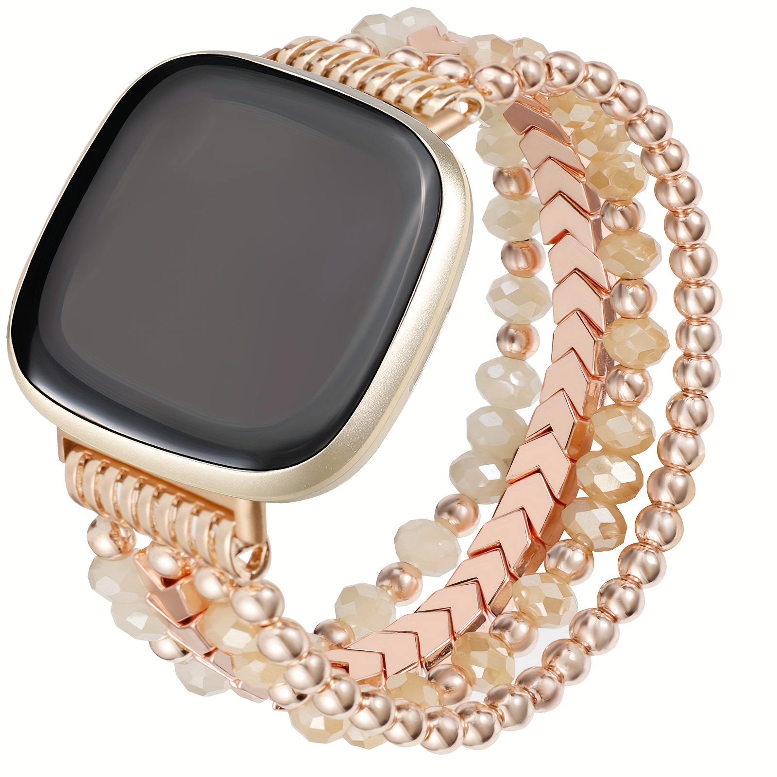 Arrow Bead Compatible Fitbit Versa 4/versa 3/fitbit Sense 2/sense Strap Women's Handmade Fashion Elastic Beaded Bracelet Replacement Suitable For Versa 34 /sense 2 Smartwatch Band