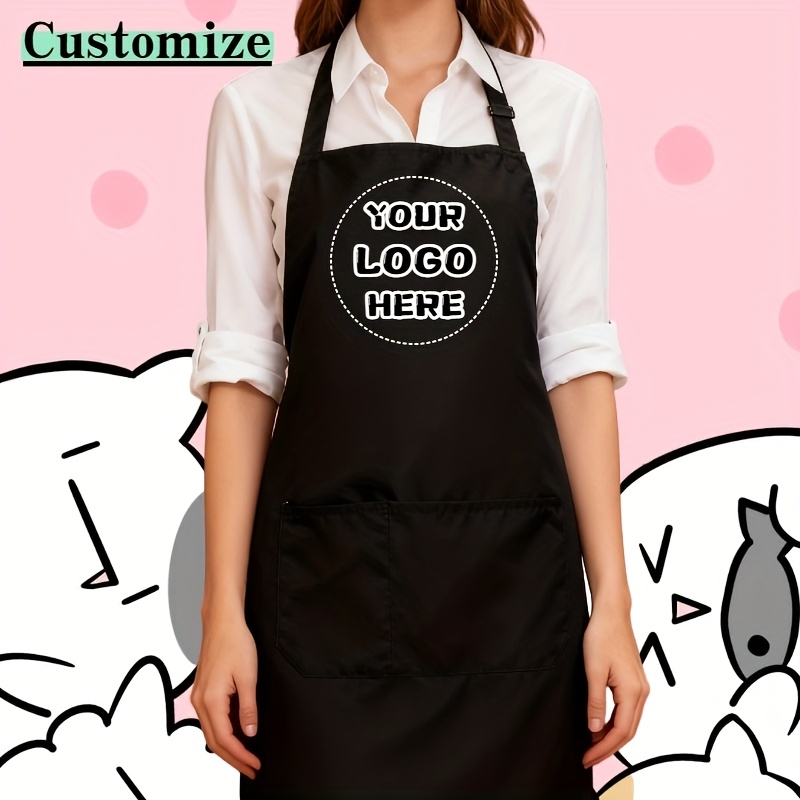 TEMU Custom Chef Apron - Personalized Kitchen Apron With Your Own Logo/text/photo - Heavy-duty Fabric, Easy-clean Surfaces - Ideal For , Baking,