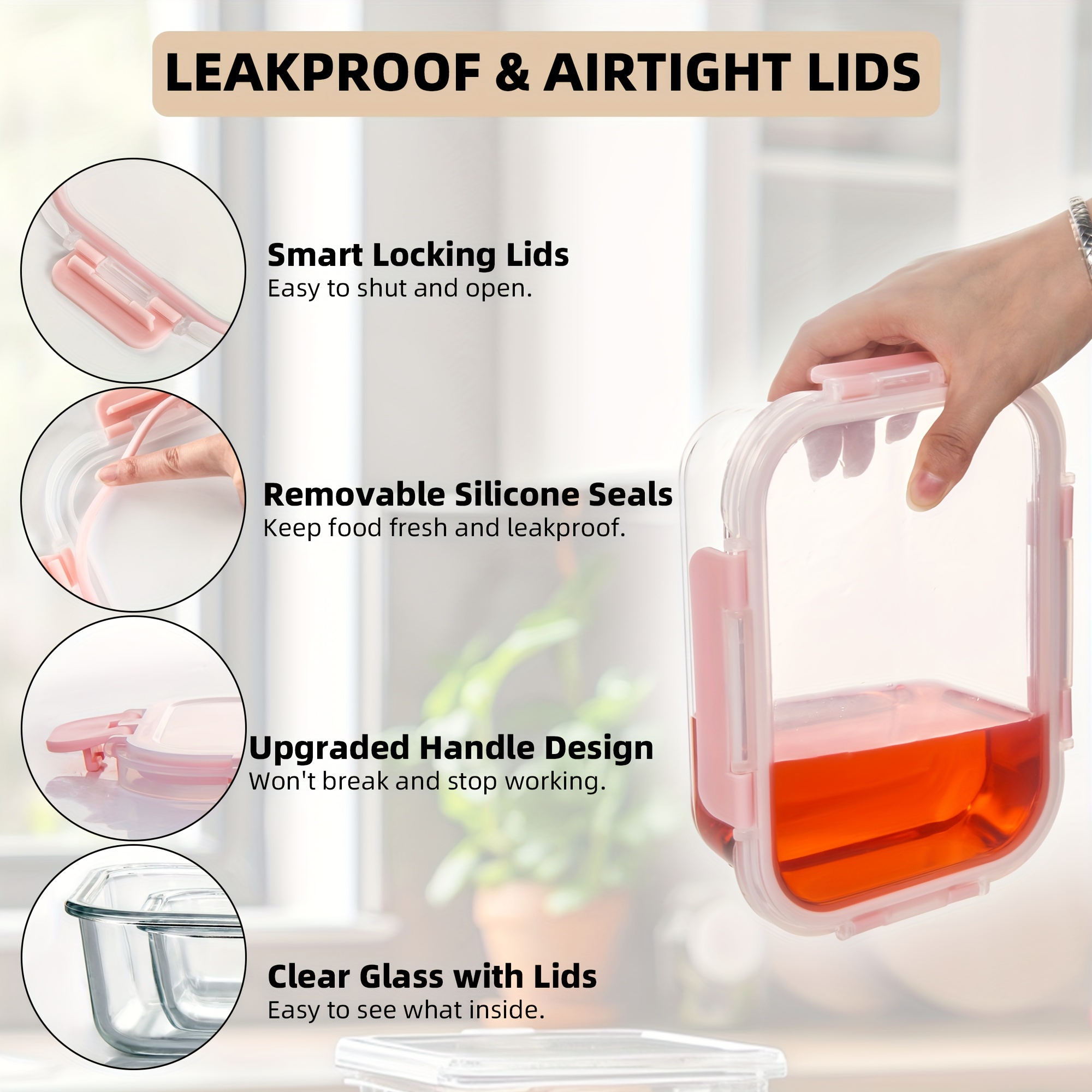 10 pack glass meal prep containers food storage containers with lids airtight glass lunch boxes microwave oven freezer and dishwasher safe orange Product details 2