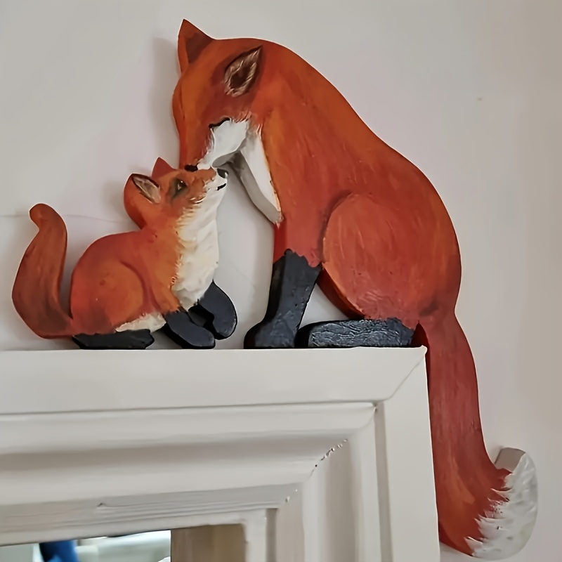 

Fox Door Frame Decor - Handcrafted Wooden Sculpture, Living Room, Bedroom, Office & Garden - -on Design, Corner Sculpture, Decoration Sign, Creative Wooden Art