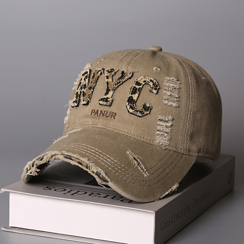 Image of High-end Trendy Seasonal New Style Baseball Cap With Distressed Letters And Holes To Face, Small Duckbill Cap For Women, Versatile And Hat