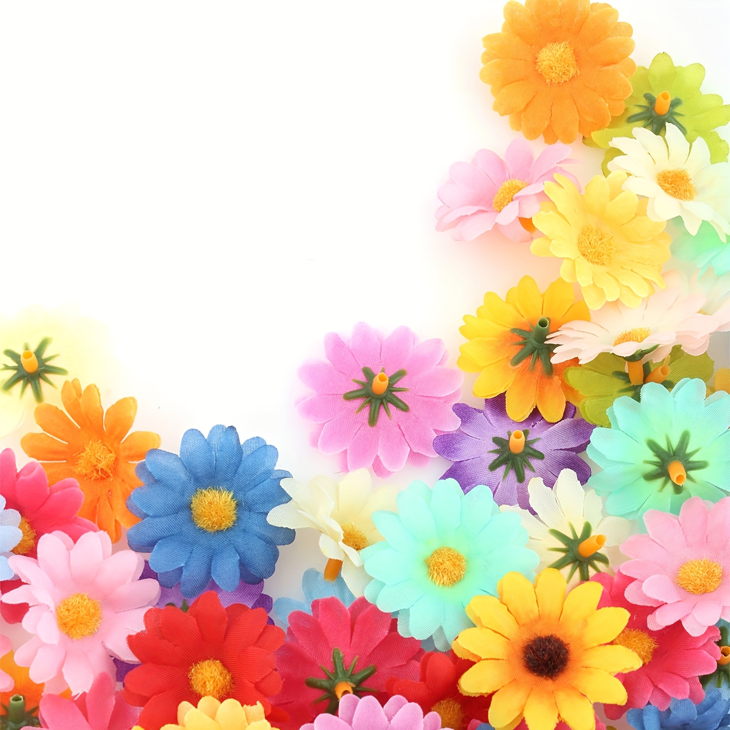 

Huucky 50//200pcs , Polyester Daisies For Diy Wreaths, Crafts, & Engagement Decor, Decoration, Easter Hat Embellishments - No Container, Battery-free