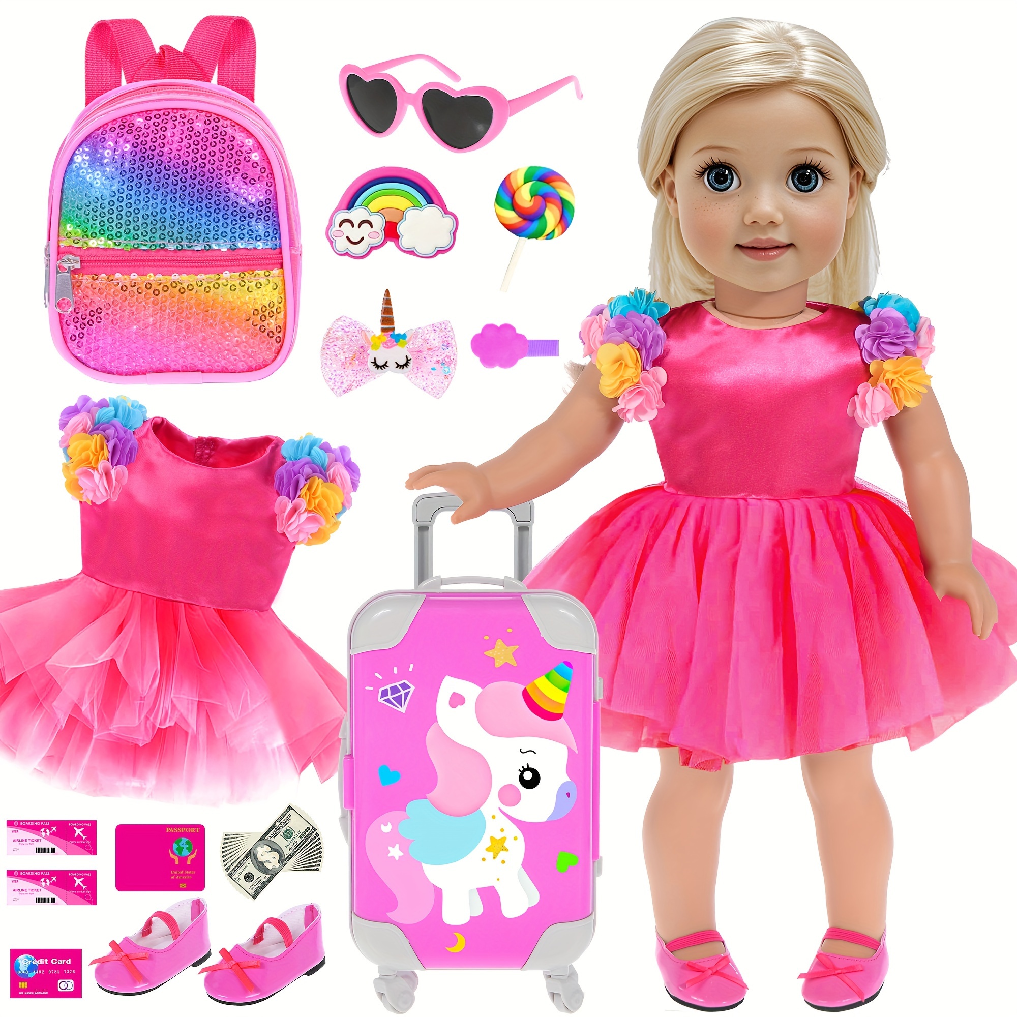 

1 Set Doll - , , Luggage, , , , , And Accessories - Polyester Outfit For - Christmas