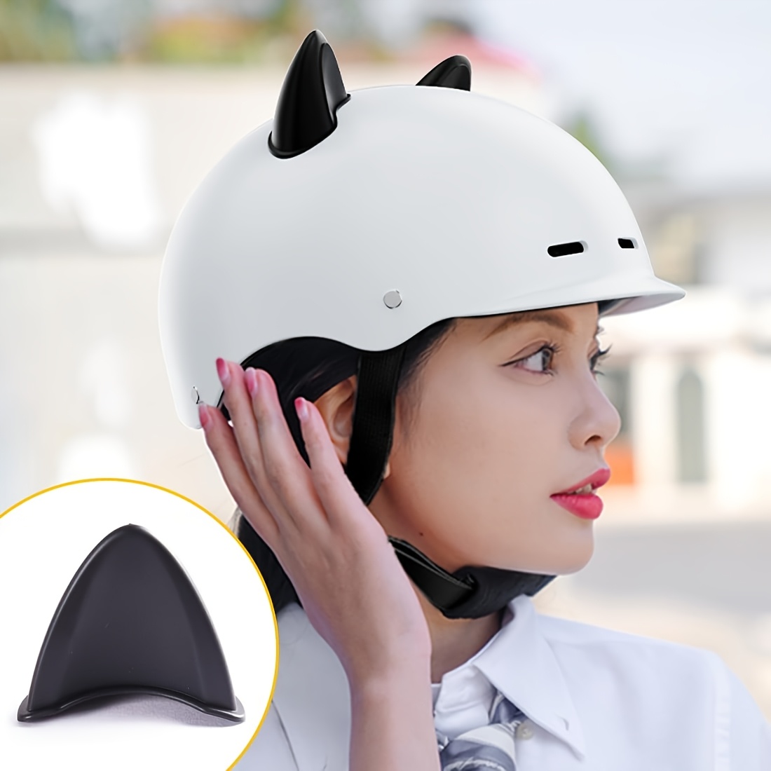 girl motorcycle helmet ears Women Cat then attach the ears to the nubs Motorcycle Helmet Women and Men