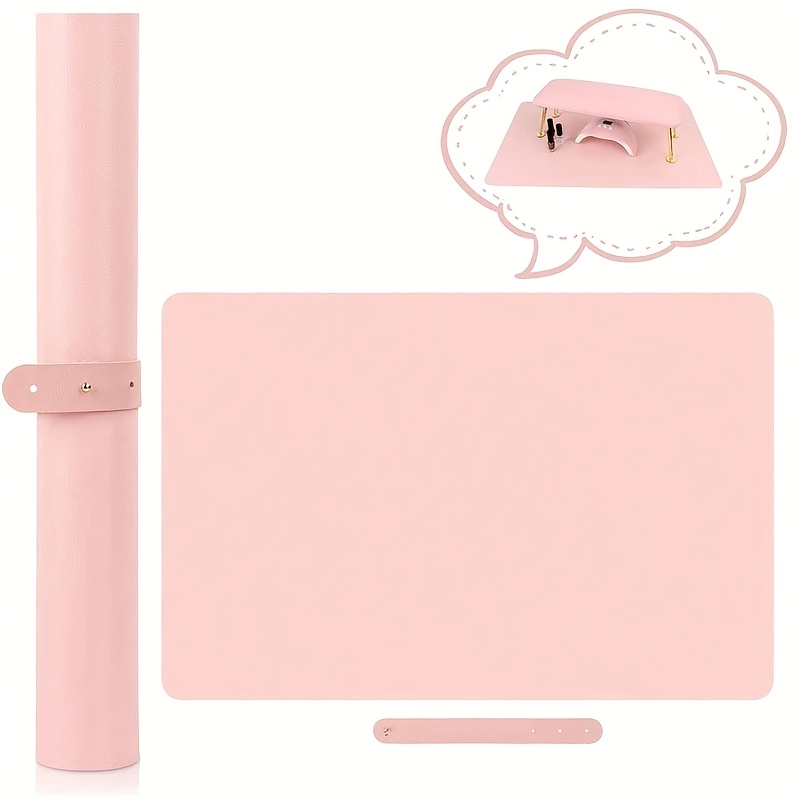 

1pc Pink Microfiber Pu Leather Anti-slip Mat, Waterproof Desk Pad, -resistant Mouse Pad, Easy Clean, Non-woven Sheepskin Grain, Unscented Tools & Accessories