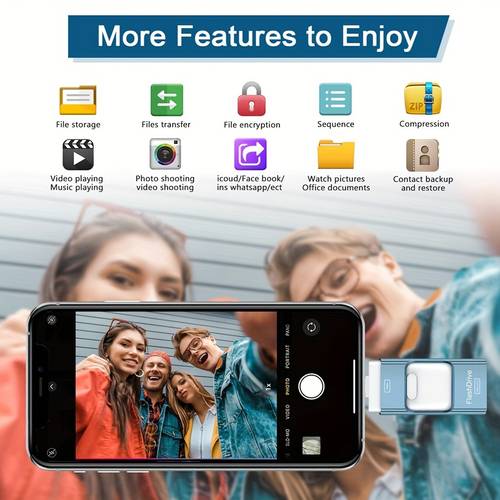 flash photo stick for iphone 64gb 128gb 256gb high speed usb 3 0 memory storage otg 3 in 1 u disk with free type c adapter for smart phones pc and more devices phone storage solution data transfer portable storage