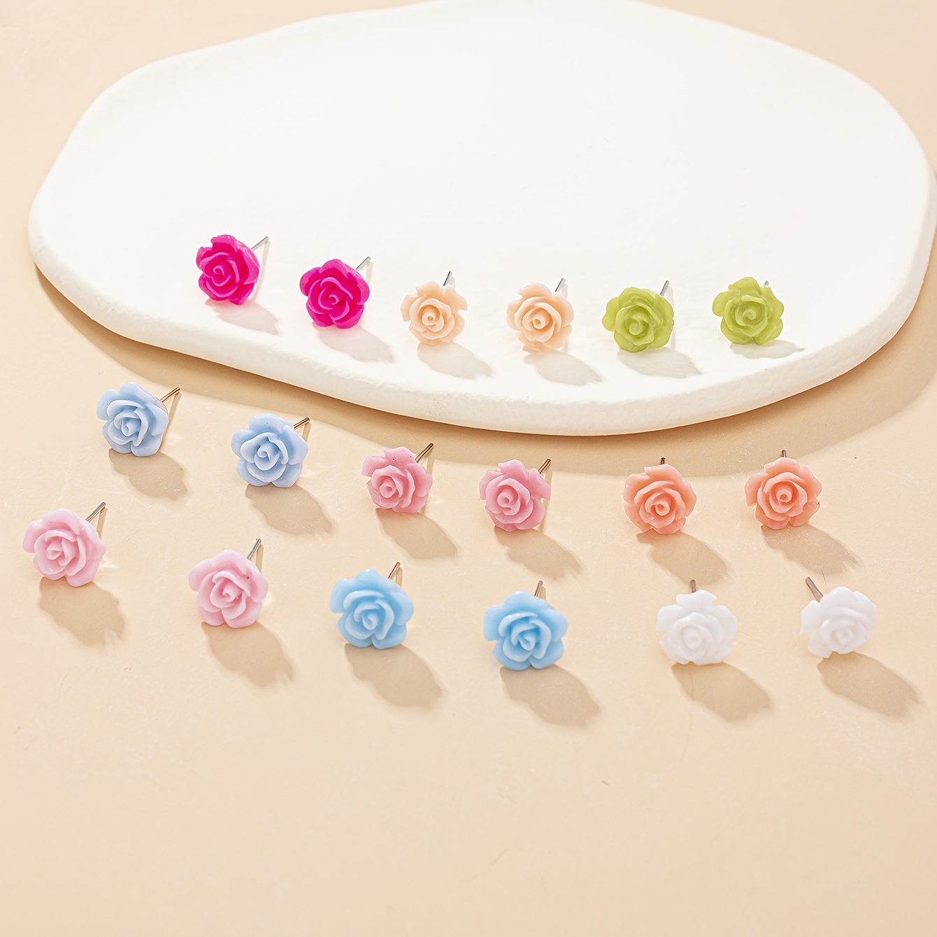 Resin Flower Earrings Set for Daily Wear