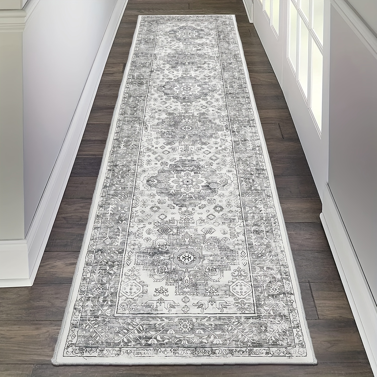 TEMU Tapis de couloir, tapis de couloir bohème lavable avec en caoutchouc, tapis de couloir antidérapant pour les couloirs, tapis de couloir de ferme