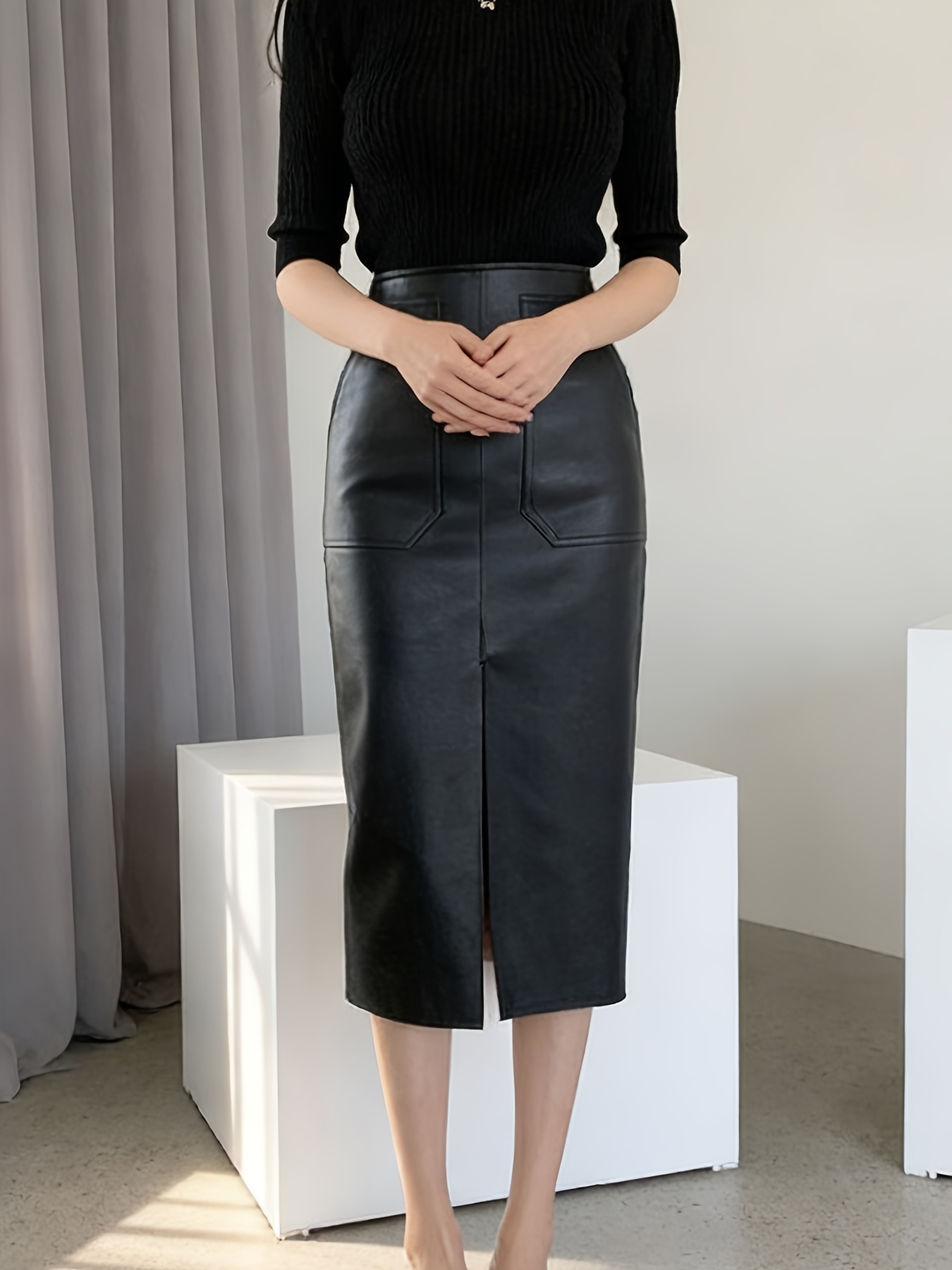 leather skirts sold on Temu United States
