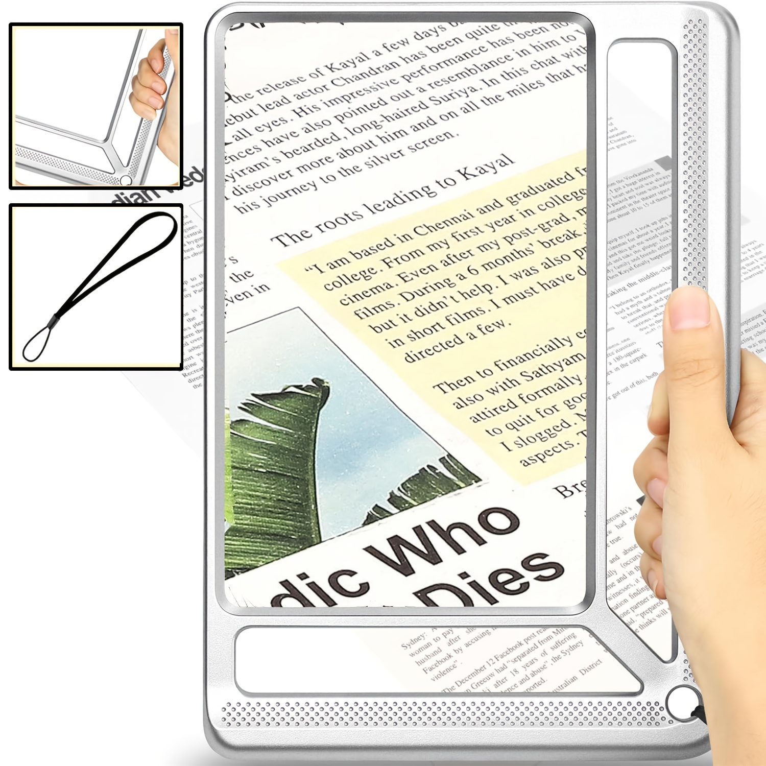Image of 10x Full Page Magnifying Glass For Reading, Lightweight Rectangular Design A Spacious Viewing Area For Book Pages, Handheld Magnifier Ideal For Reading Small Text For Seniors And With