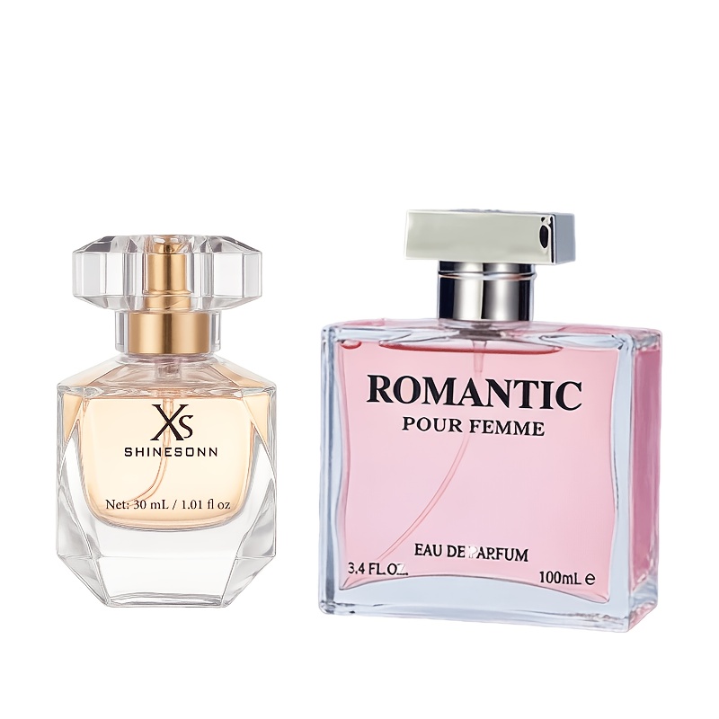 2pcs Women's Perfume Set: Xs Shinesonn Golden Diamond And Romantic Pour Femme Eau De Parfum, Fresh & Rose Scent, Elegant And Romantic, Long-lasting, Perfect Gift