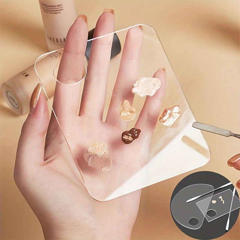 

[1pc Acrylic Makeup Mixing Palette] Professional Acrylic Makeup Mixing Palette, Unscented Foundation Blending Board, For Creation, , Mascara, And Nail Art Paint Mixing Tool