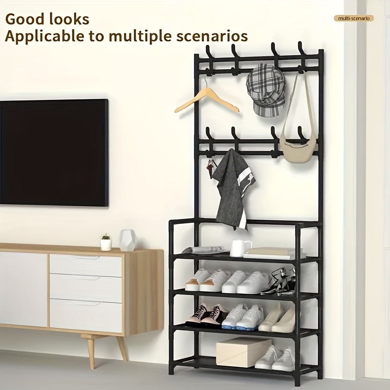 Multifunctional Home Shoe Rack Coat Rack Combination 8 Hooks - Temu