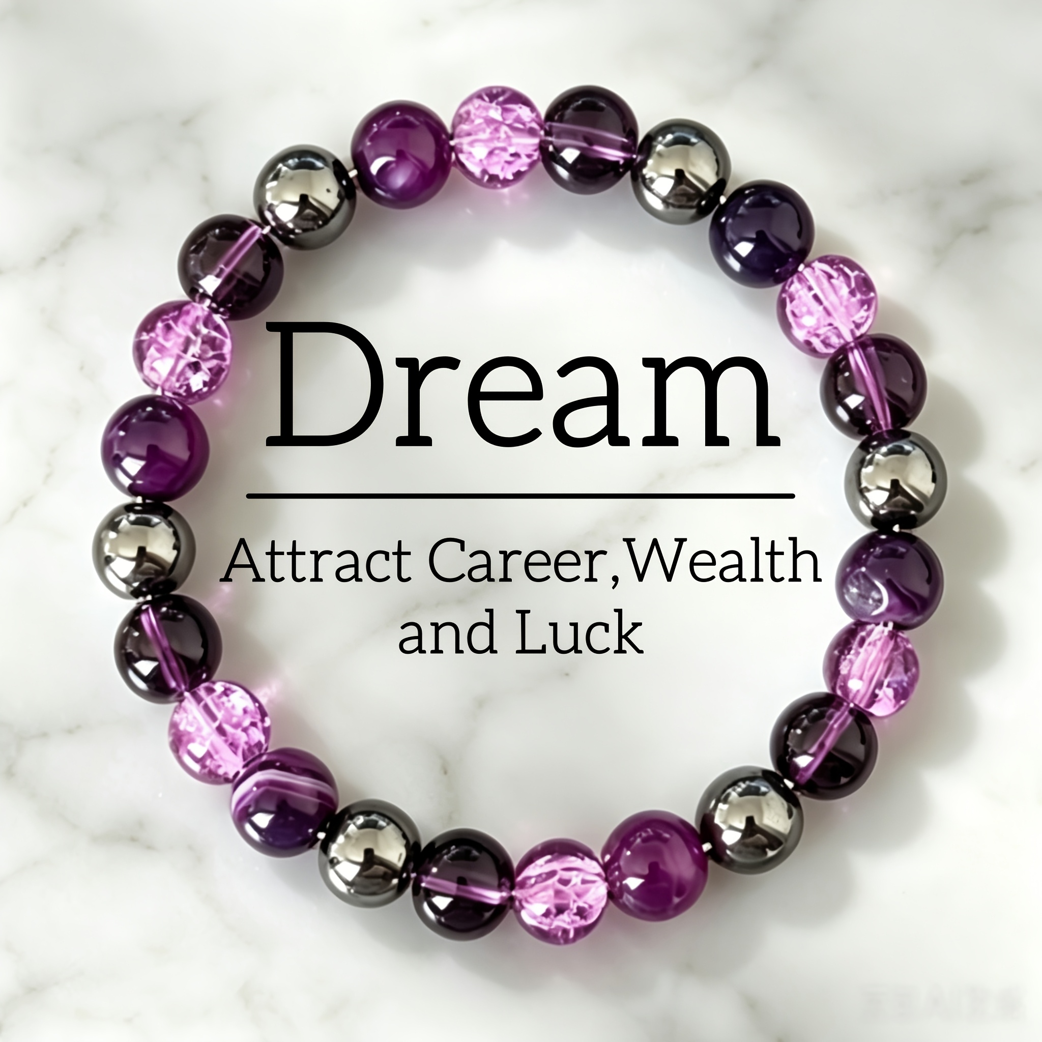 TEMU Light Luxury Round Bead Elastic Bracelet, Layered With Multiple Shades Of Purple, Carrying A Smooth And Beautiful Meaning, Suitable For Birthday