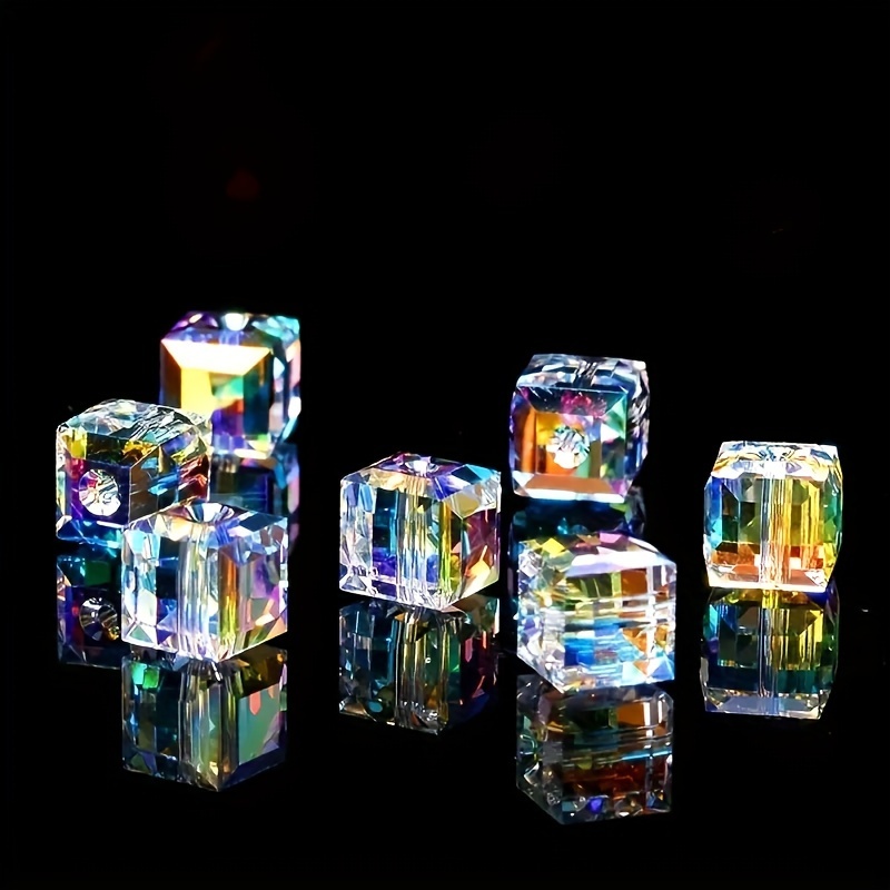 

50pcs Glass Crystal Cube Spacer Beads 4mm - Sparkling Charms For Diy Jewelry Making, Bracelets, Necklaces, Earrings - Craft Supplies For Small Business
