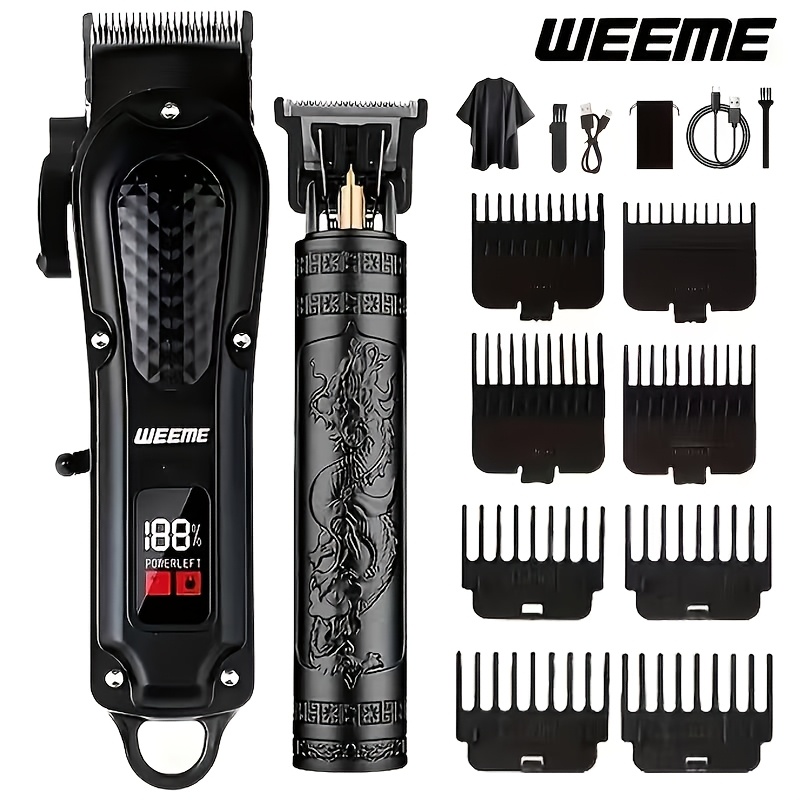 TEMU Weeme Professional Hair Clippers Set, Cordless Barber Trimmer Kit With Dragon Pattern Trimmer, Mini Shaver, Nose Hair Trimmer, 2/3/4/5pcs Usb