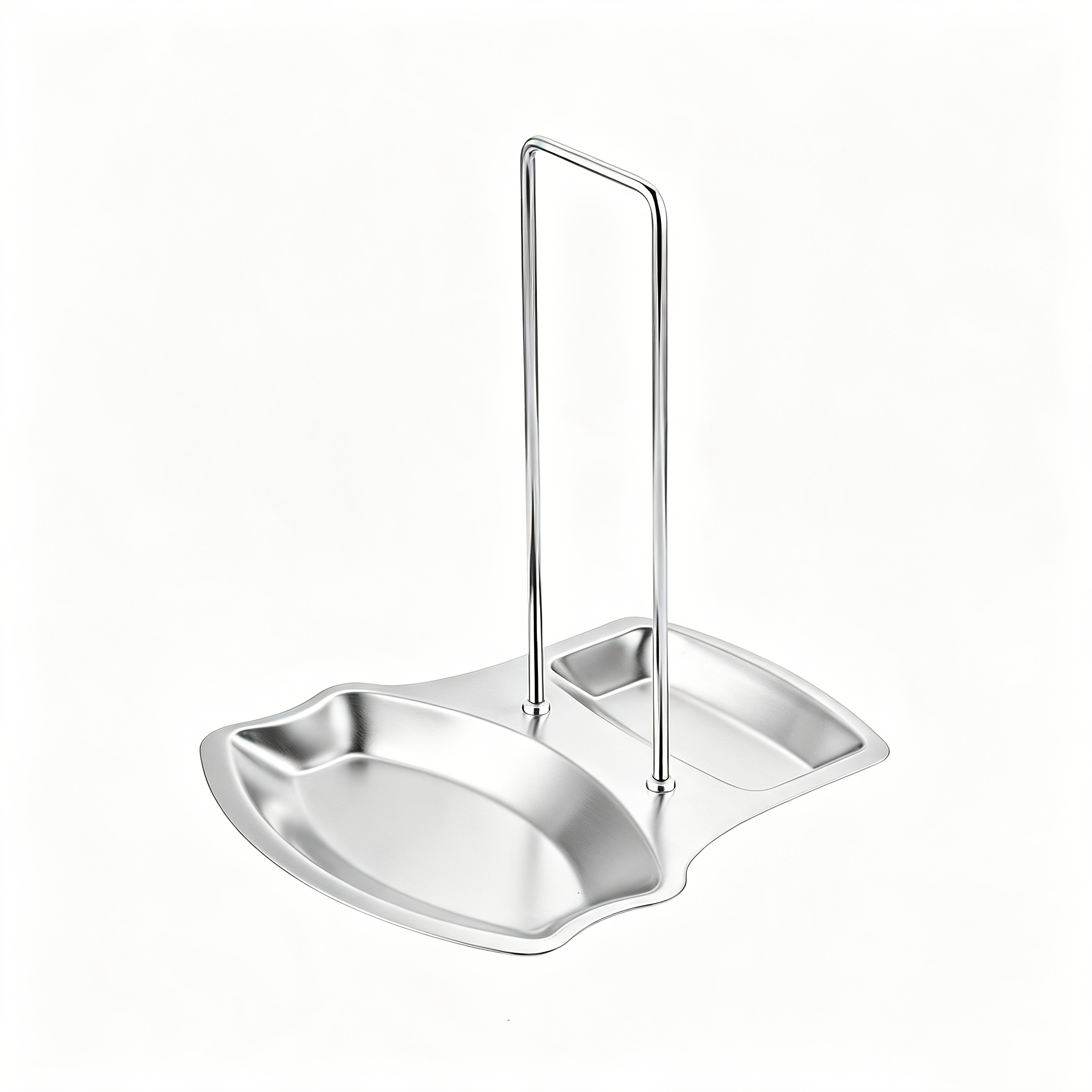 TEMU 2-in-1 Stainless Steel Pot Lid Rack And Spatula Holder, Storage Rack For Lids And Ladles, Kitchen Countertop Anti-stain Drain And Spoon Rack,