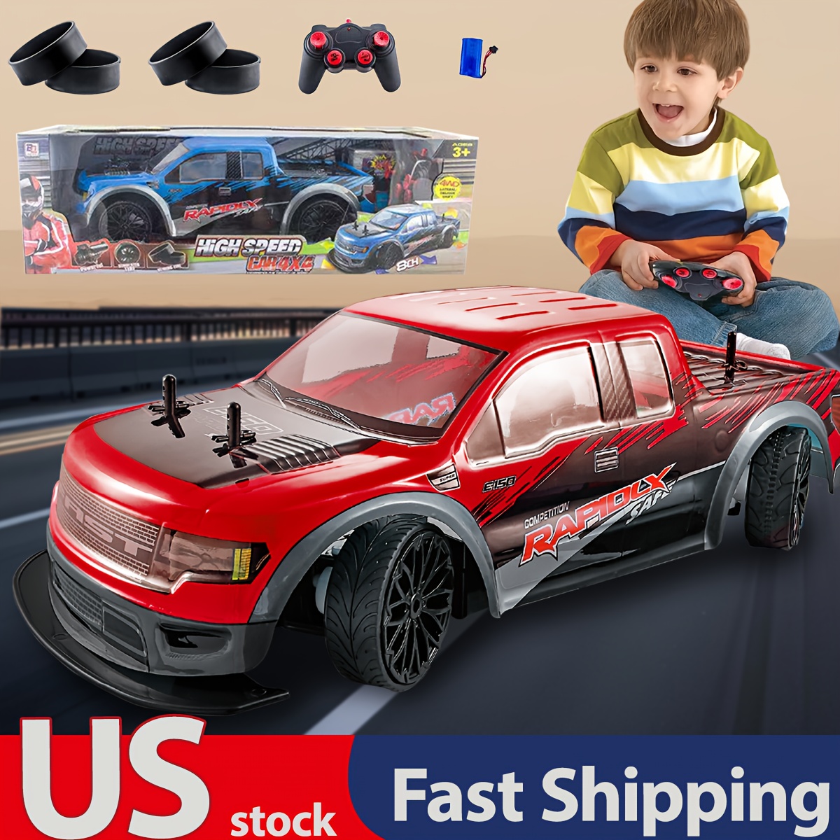 [High-speed RC Truck] High-speed RC Four-wheel Drive Drift Pickup Truck | Brushless Motor Off-road Climbing Car Suitable For Both Adults And Children A Birthday Or Christmas Gift For Friends And Children