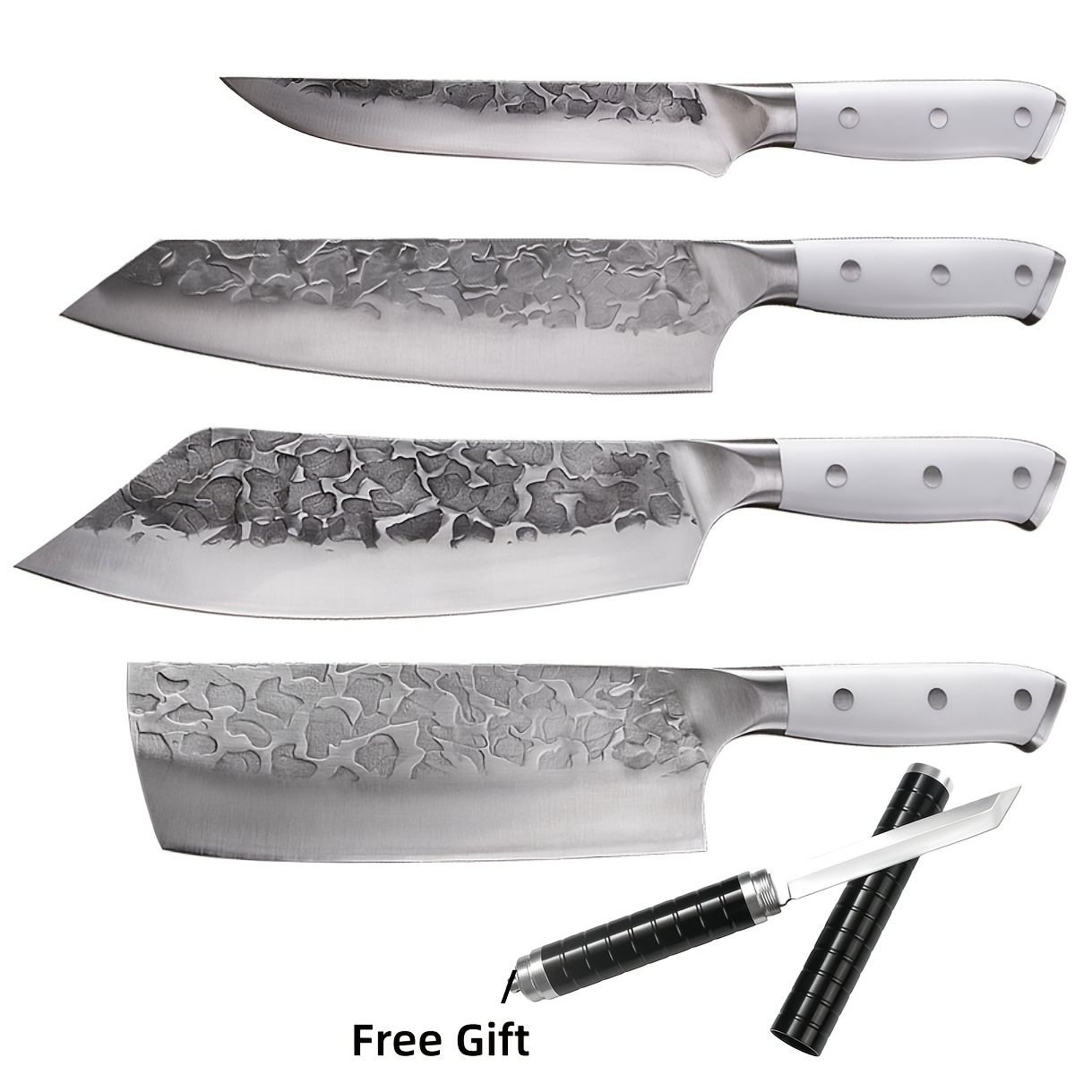 TEMU 4pcs Professional Japanese Chef Knife Set | Knife, Paring Knife, Vegetable Knife, Cleaver Knife, Utility Knife, Boning Knife, Fish Filleting