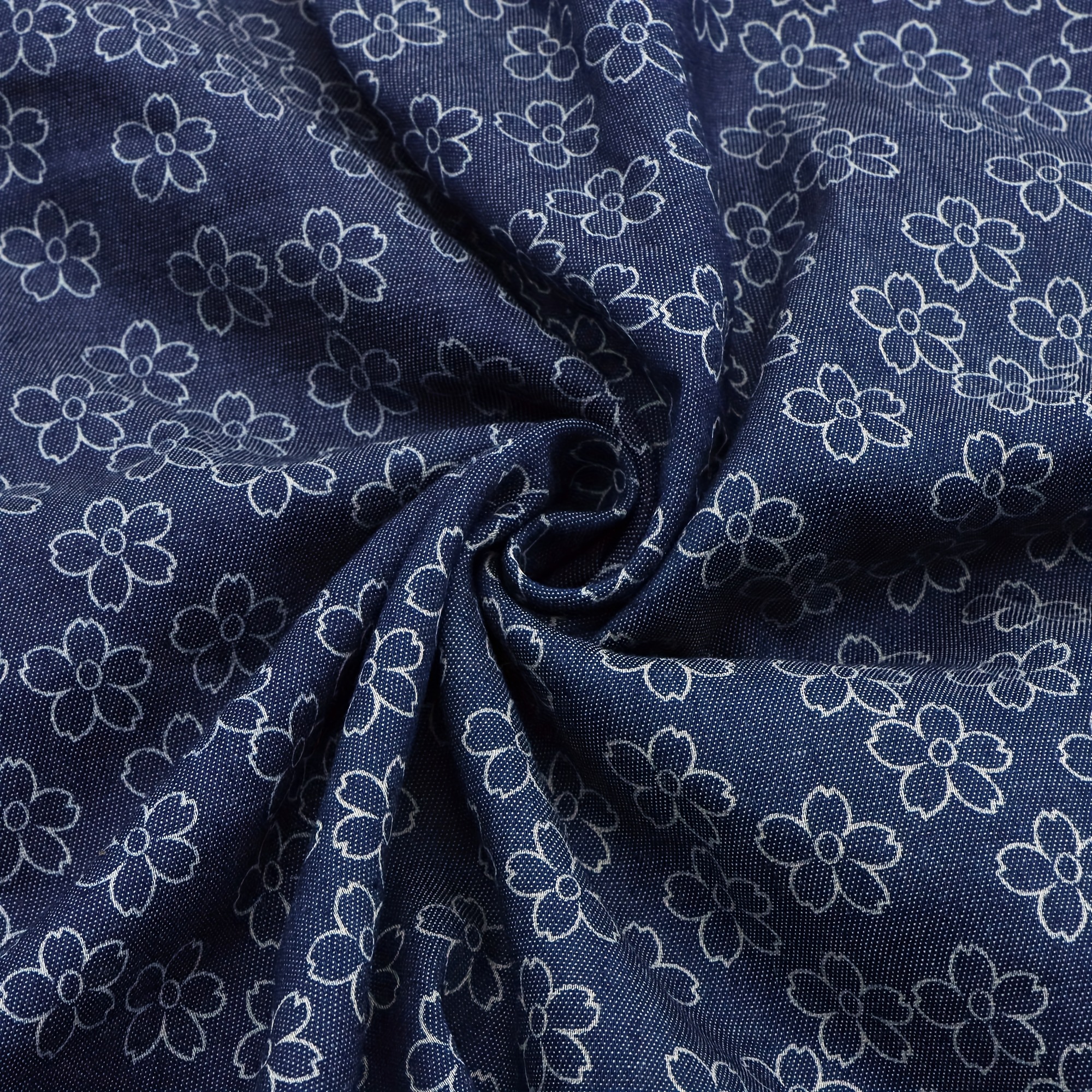 1pc Pre-washed Flower Denim Fabric - 55.91x19.68inch(142x50cm) Diy Crafts Projects, Diy Wallet Making