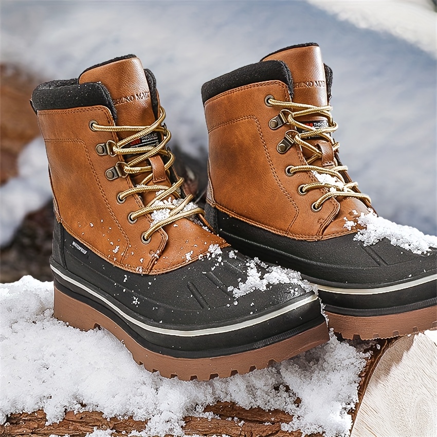 Men\'s Waterproof Brown and Black Insulated Lace-Up Winter Boots Amazon.com | LABO Men main image 4