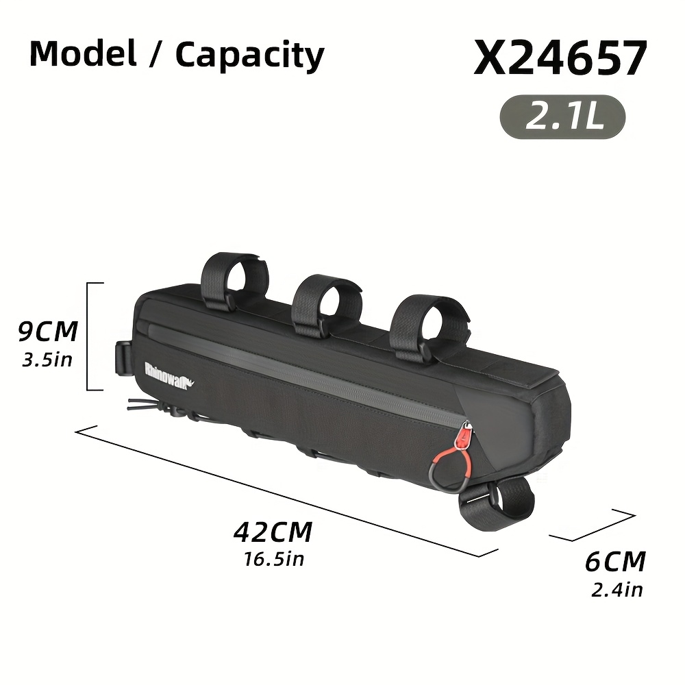 E-shop Rhinowalk Fahrradrahmentasche 2.1L-2.7L, eine Dreieckstasche für die Unterschenkel des Fahrrads mit doppelten SBS-Reißverschlüssen und einem