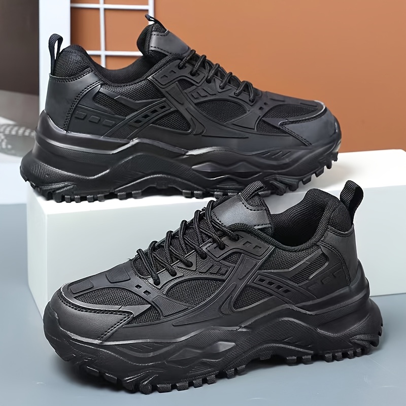 TEMU Unisex High-top Street Style Lace-up Sneakers Comfortable Fabric Lining, Featuring A Durable Elevated Eva Sole, Round-toe Casual Cool Shoes, .