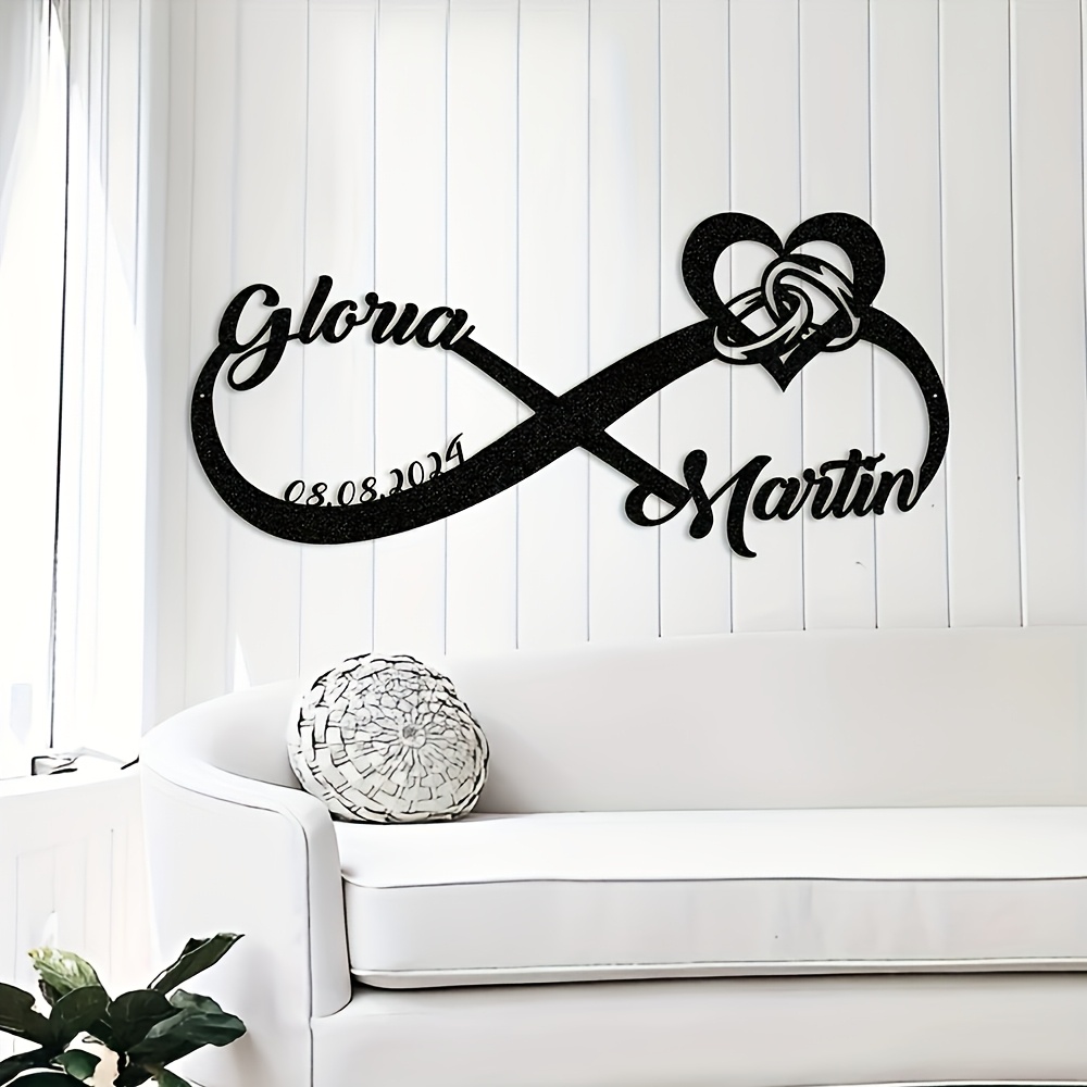 Image of 1pc, A Customizable Metal Sign Featuring A Heart Shape And - Perfect For Personalized Wall Decor For Weddings, Engagements, Anniversaries, And Valentine's Day - Vintage Style, Suitable For Indoor Use