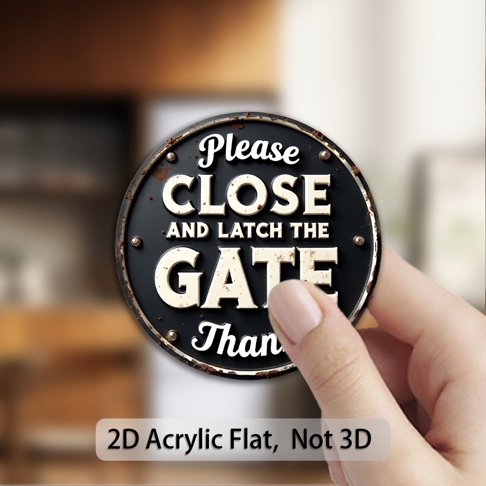 TEMU 1pc 1pcs Acrylic "please Close The Door/gate" Sign- Vintage Rustic Distressed Texture Fridge Magnets Suitable For Homeowners, Farmhouse Style,