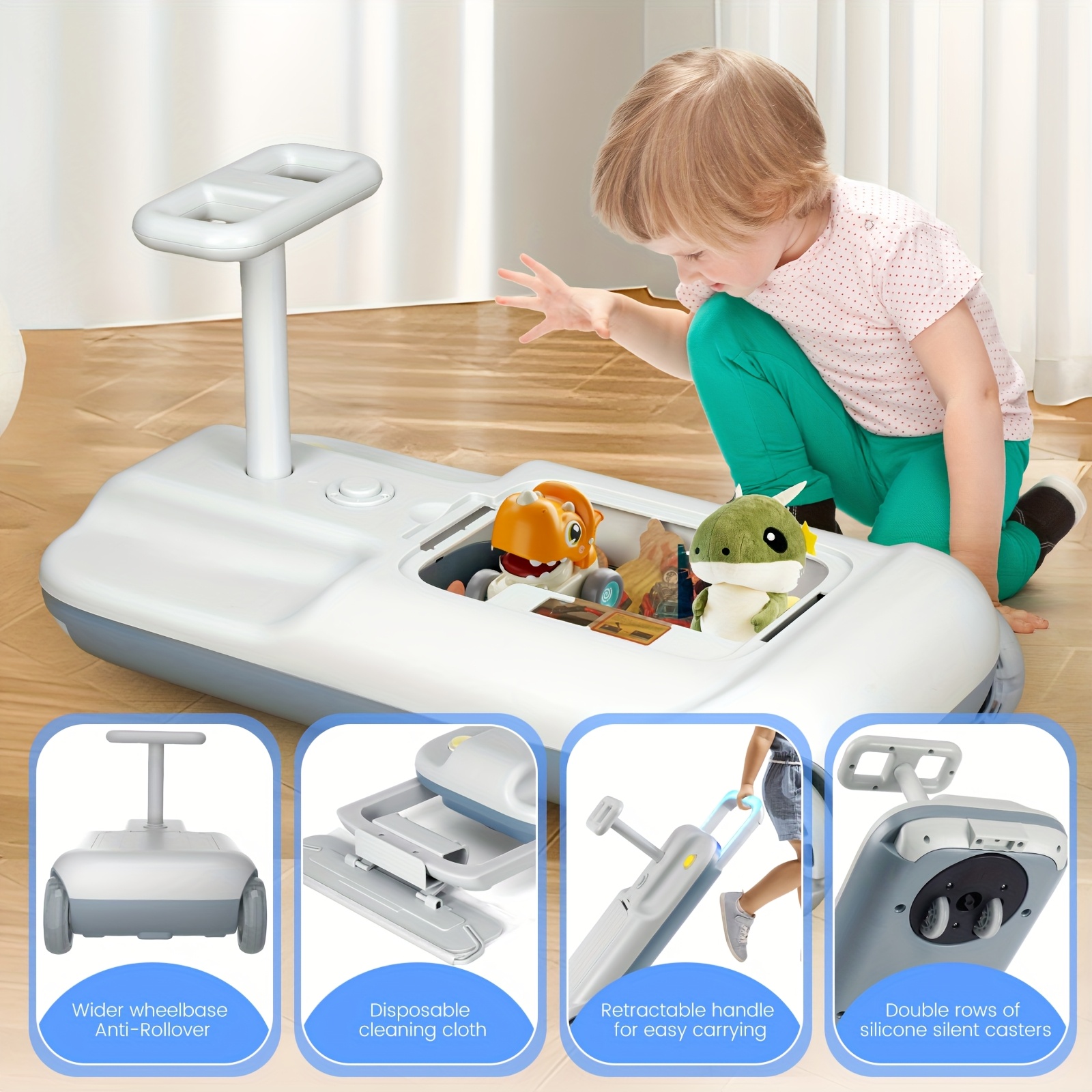 portable go kart variable speed for kids 5     cleaning go kart for 3 year old   mop kids wiggle car with large storage gift for mothers day details 2